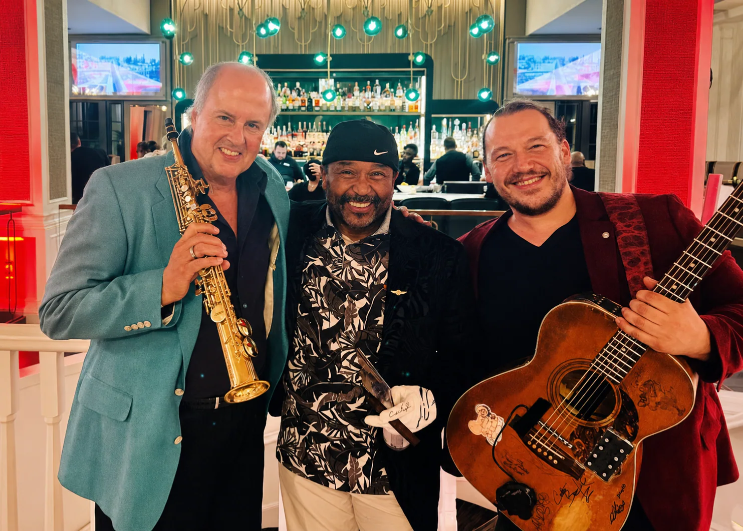 Carter Beauford with Shaun Hopper and a fellow musician